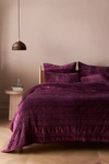 Anthropologie Lustered Velvet Alastair Quilt By  In Purple Size Q Top/bed