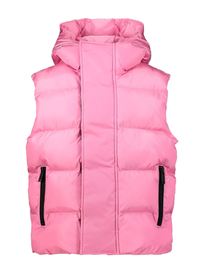 Dsquared2 Kids' Rear-logo Hooded Puffer Vest In Fucsia