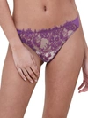 Skarlett Blue Women's Entice Eyelash Lace Trim Thong 371143 In Pure Purple