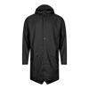 Rains Long Matte Black Rubberised Raincoat In Black