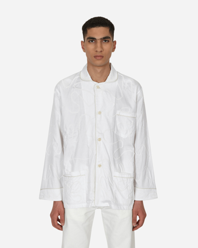 Bode Rickrack Pajama Shirt In White