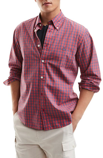 Brooks Brothers Friday Regent Fit Check Washed Poplin Button-down Shirt In Red