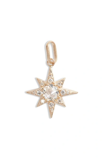 Anzie Starburst Diamond Pendant Charm In Gold/ Clear Topaz