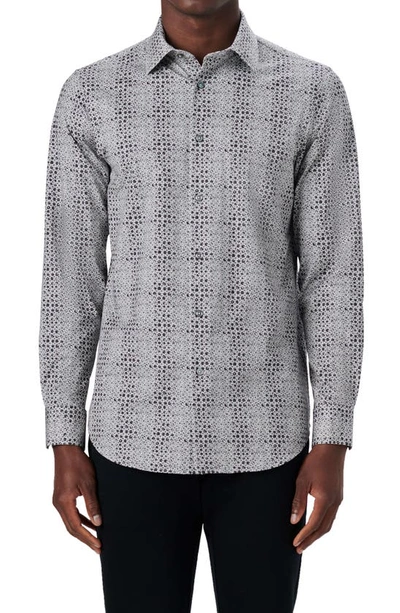 Bugatchi Ooohcotton® Abstract Print Button-up Shirt In Platinum