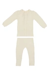 Maniere Babies' Braided Rope Knit Cotton Long Sleeve Top & Pants Set In Ivory