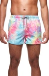 Boardies Spiral Tie Dye Iii Shortie Swim Trunks In Pink