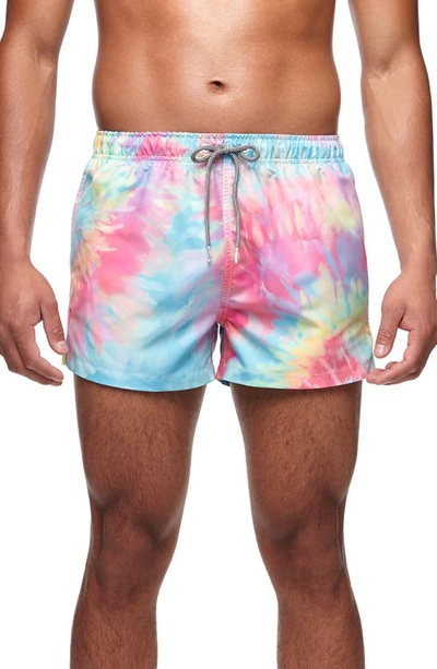 Boardies Spiral Tie Dye Iii Shortie Swim Trunks In Pink