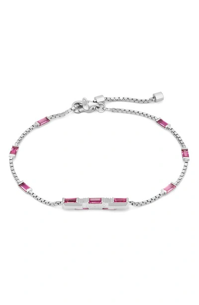 Gucci Link To Love Baguette Rubellite Bracelet In White