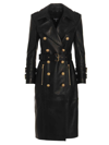 Balmain Black Double-breasted Leather Jacket In Black