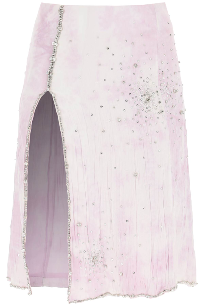 Des Phemmes Pink Tie-dye Skirt With Crystals In Purple,white