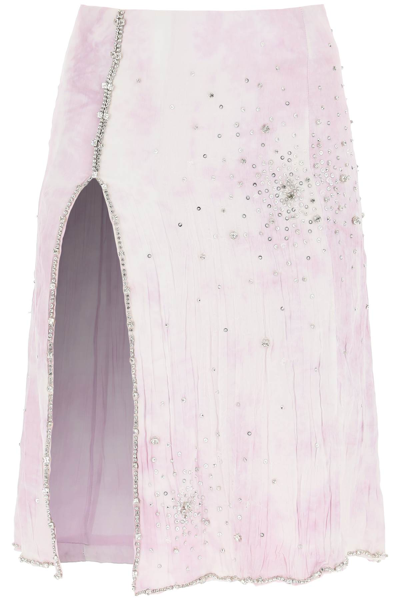 Des_phemmes Pink Tie-dye Skirt With Crystals In Multicolor
