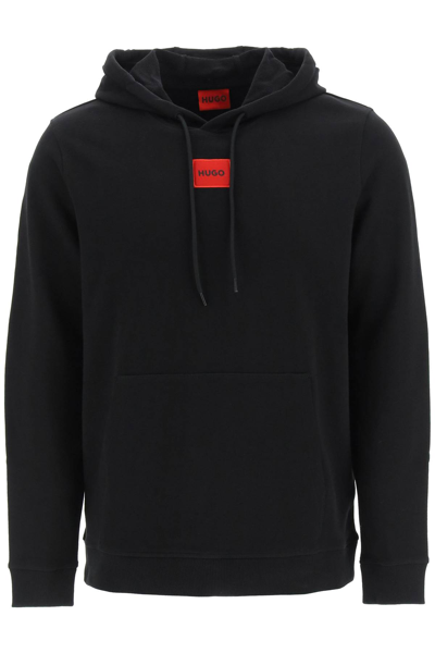 Hugo Boss Terry Cotton Logo Hoodie In Black