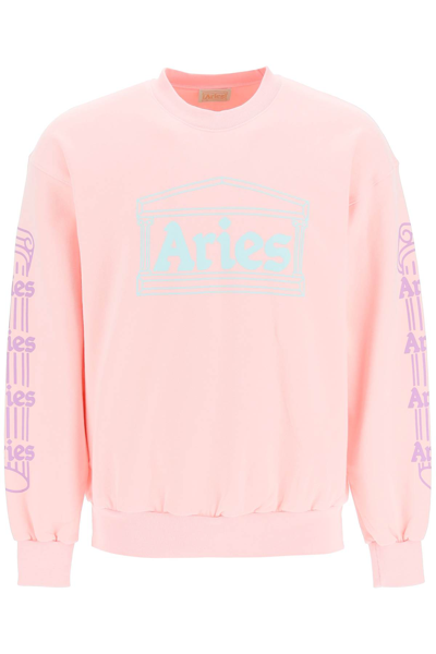 Aries Logo-print Cotton Sweatshirt In Pink
