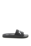 Vtmnts Logo Print Rubber Slide Sandals In Black White (black)