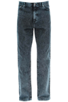 Vtmnts Acid Wash Cotton Denim Straight Jeans In Anthracite Blue (blue)