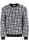 Vtmnts Geometric Print Wool Crewneck In Black (black)