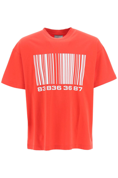 Vtmnts Big Barcode T-shirt In Red,white