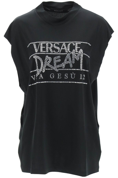 Versace T-shirt With Dream Print In Black