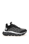 Versace Trigreca Sneakers With Crystals In Nero (black)