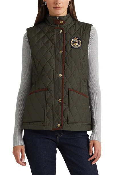 Lauren Ralph Lauren Quilted Crest Waistcoat In Litchfield Loden