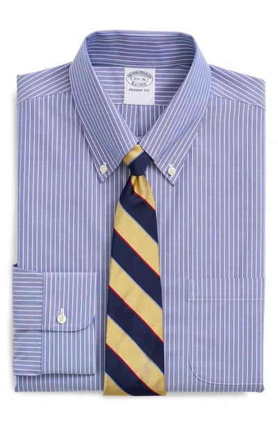 Brooks Brothers Regent Fit Stripe Stretch Cotton Dress Shirt In Blue Ground Stripe