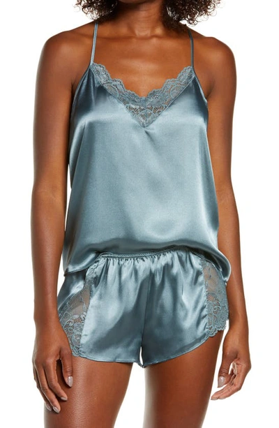 In Bloom By Jonquil Grace Short Satin Pajamas In Goblin Blue