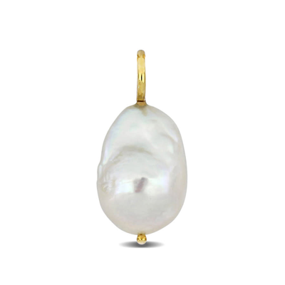 Amour 13-14mm Cultured Freshwater Baroque Pearl Pendant In 18k Yellow Gold (no Chain)