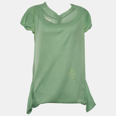 Pre-owned Marni Green Cotton Knit Button Front Top L