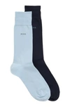 Hugo Boss Two-pack Of Cotton-blend Regular-length Socks In Light Blue