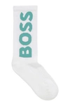 Hugo Boss Short Logo Socks In An Organic-cotton Blend In White