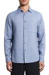 Theory Irving Linen Button-up Shirt In Olympic