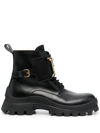 Dsquared2 30mm D2 Statement Leather Combat Boots In Black