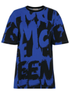 Alexander Mcqueen Graffiti Printed Cotton-jersey T-shirt In Blue
