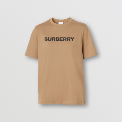 Burberry Kids'  Childrens Logo Print Cotton T-shirt In Camel