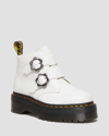 Dr. Martens' Devon Flower Buckle Leather Platform Boots In Weiss
