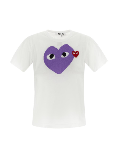 Comme Des Garçons Play Heart Logo T-shirt 'white/purple'