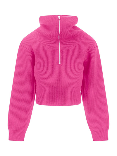 Jacquemus La Maille Risoul Cropped Wool Jumper In Pink