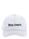 Palm Angels Logo-embroidered Distressed-effect Cap In White