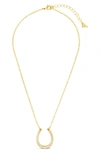Sterling Forever Cz Horseshoe Pendant Necklace In Gold