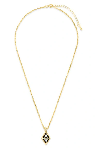 Sterling Forever 14k Plated Cz Nerezza Pendant Necklace In Gold