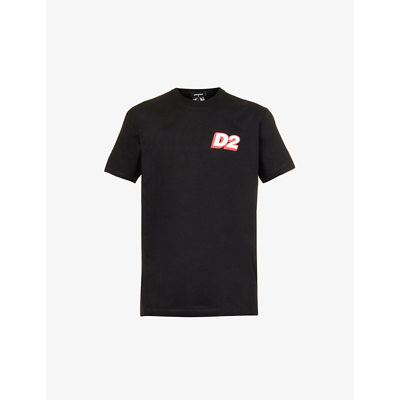 Dsquared2 Italic Logo-print Cotton-jersey T-shirt In Black