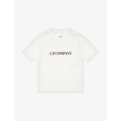 C.p. Company Kids' Logo-print Cotton-jersey T-shirt 4-14 Years In Gauze White