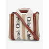 CHLOÉ WOODY SMALL LINEN AND LEATHER CROSS-BODY BAG