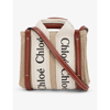 Chloé Women Woody Mini Canvas Tote In White - Brown 1