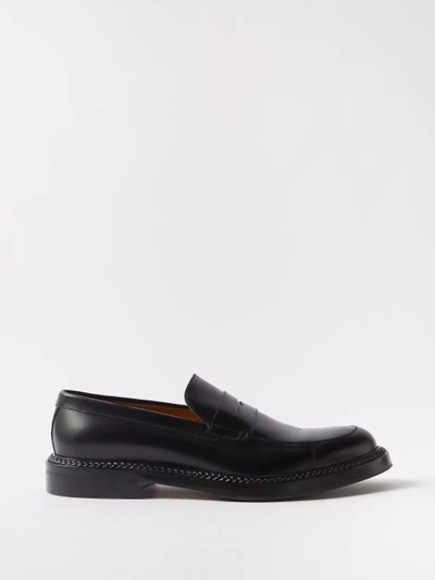 Gucci Logo-heel Leather Loafers In Black