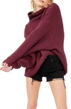 Free People Swim Too Deep Turtleneck Sweater In Maroon