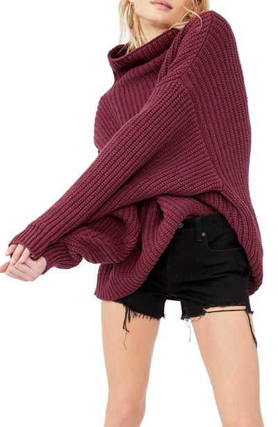 Free People Swim Too Deep Turtleneck Sweater In Maroon