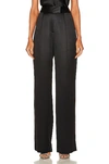 The Sei Pleated Satin Wide-leg Trousers In Black