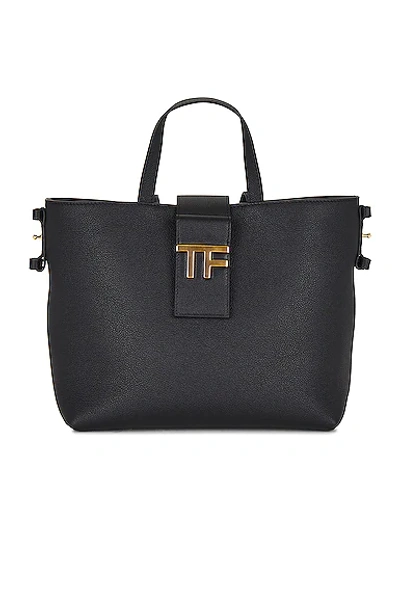 Tom Ford Mini Tf Grain Leather East-west Tote Bag In Black