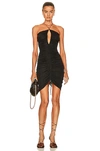 Bottega Veneta Ruched Cutout Halter Neck Jersey Dress In Fondant